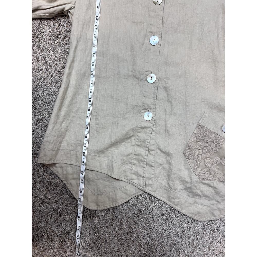 Chic John Mark 100% Linen Tunic Top with Lace Women's Large - Picture 11 of 11